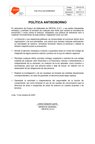 Política Antisoborno Geofal